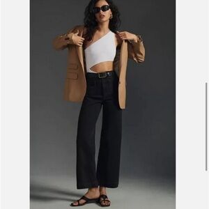 Anthropologie Pilcro Skipper High-Rise Crop Wide-Leg Black Jeans retail $138, 26